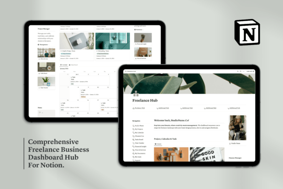 Download Notion Freelance Dashboard Hub - Freelance Collection