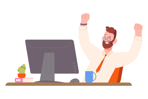 Download Happy Office Worker at Workplace. Succes - Office Collection