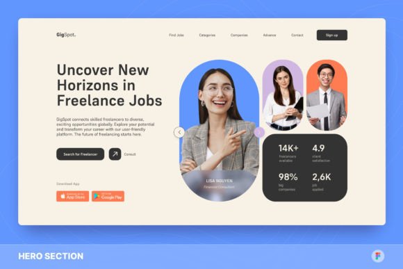 Download GigSpot - Freelance Board Hero Section - Freelance Collection