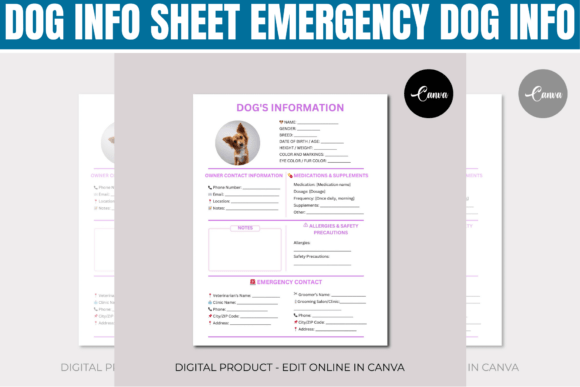 Download Dog Info Sheet Emergency Dog Info - Premium Bundle