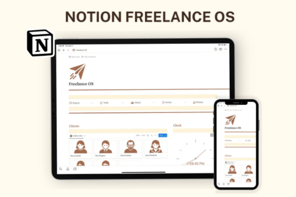 Download Notion Freelance OS, Notion Template - Freelance Collection