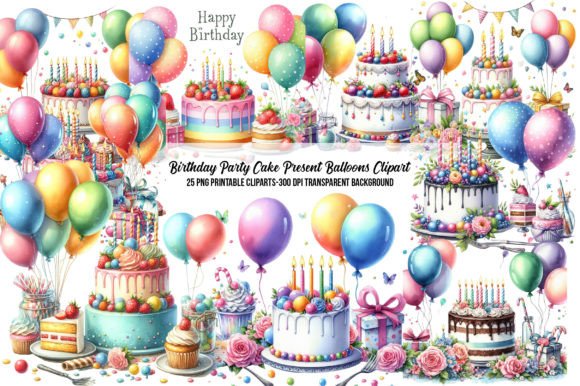 Download Birthday Party Cake Present Balloons - Cake Collection