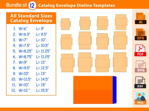 Download Bundle of 12 Catalog Envelope Dieline - Cat Collection